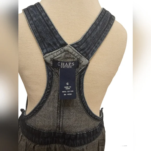 EUC | Chaps | Girl | Overalls Denim Blue Jean Dress Adjustable Straps | Size: 6 - Picture 8 of 16
